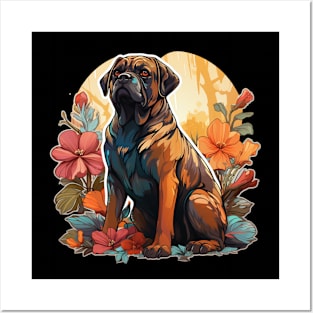 Bullmastiff Floral Cottagecore Posters and Art